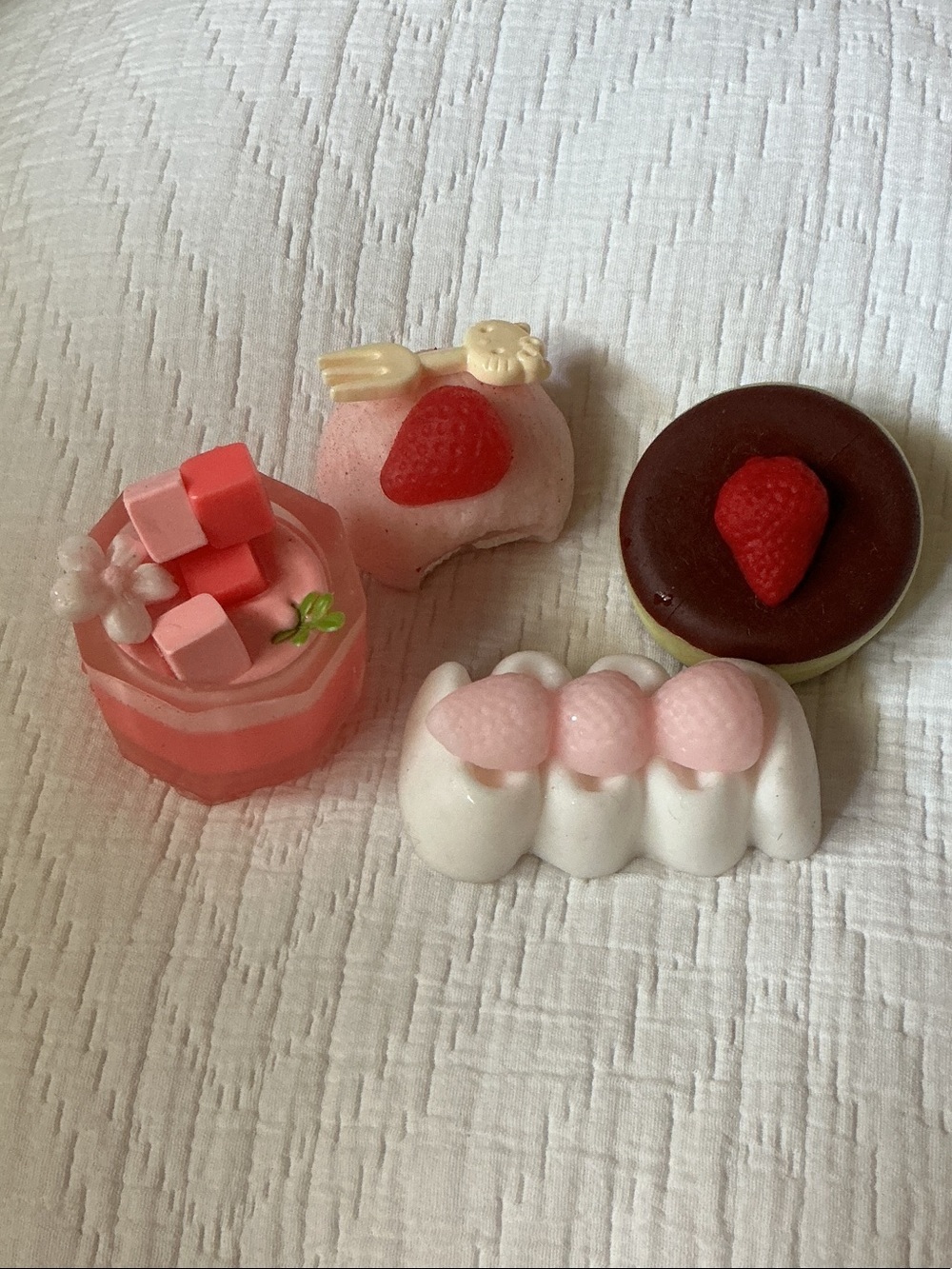 Mini Dessert Squishy Toy Lot - Pink & Brown Strawberry Sweets